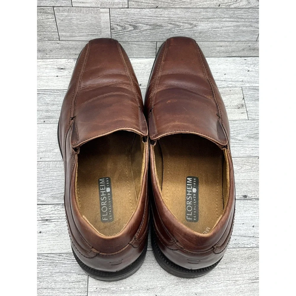 Florsheim Shoes Mens Size 10D Leather Memory Foam Slip On Square Toe Comfort Dre